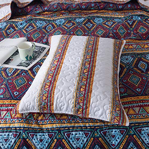 Dada Bedding Southwestern Aztec Bedspread Set - Bohemian Desert Tribal Quilted Coverlet W/ Pillow Sham - Bright Vibrant Multi Colorful Diamond - Twin Size - 2-Pieces (Ksx002) #TOP2