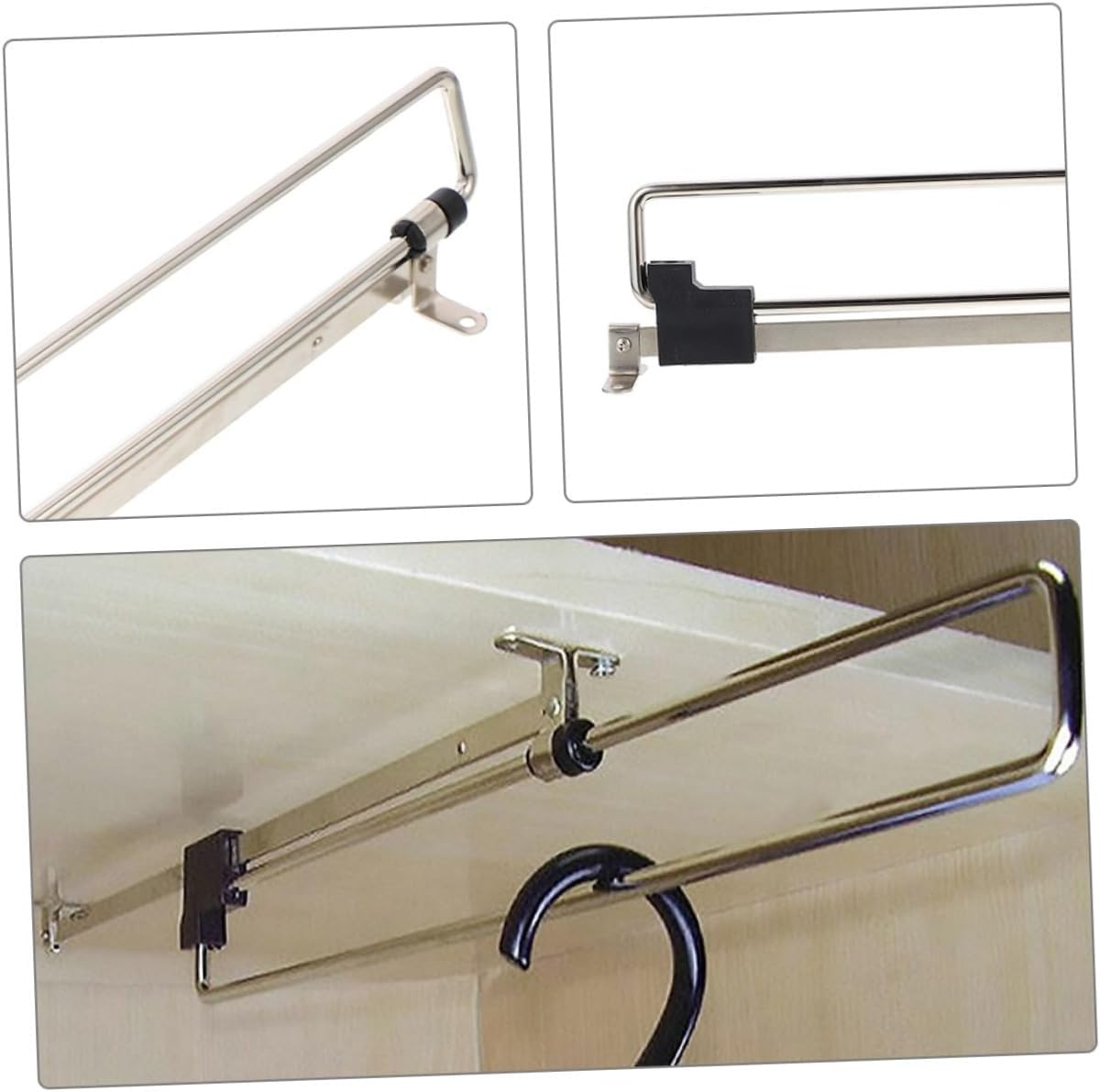 STOBAZA 5Pcs Retractable Closet Clothes Hanger Rod Adjustable Wardrobe Supplies for Easy Installation Space Saving Design Lightweight Metal Clothes Holder for Home Use