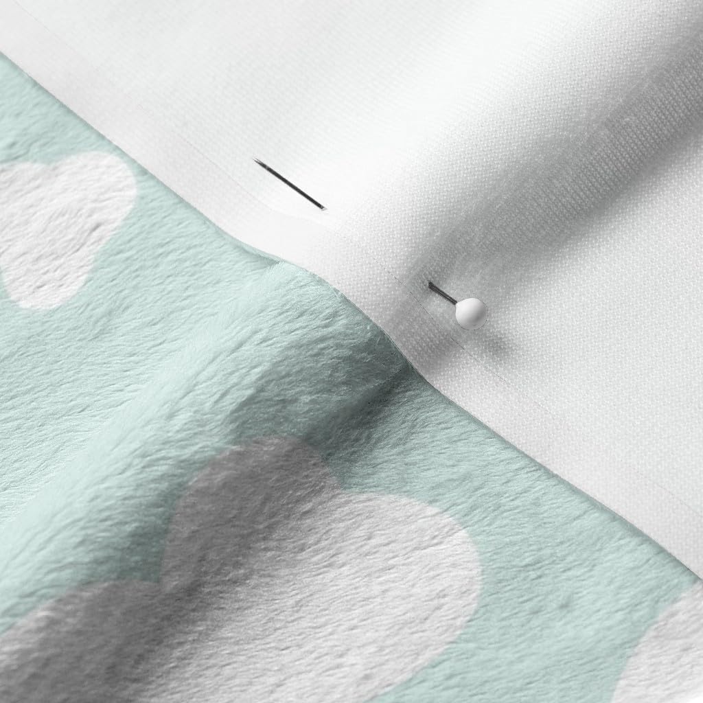 Spoonflower Fabric - Clouds Mint Cloud Sky Weather Nursery Printed on Minky Fabric by The Yard - Sewing Baby Blankets Quilt Backing Plush