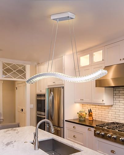 Miniatura 7 de Candelabro moderno de cristal, lámpara colgante de isla de cocina, lámparas de techo empotradas, lámparas LED ajustables cromadas para comedor,