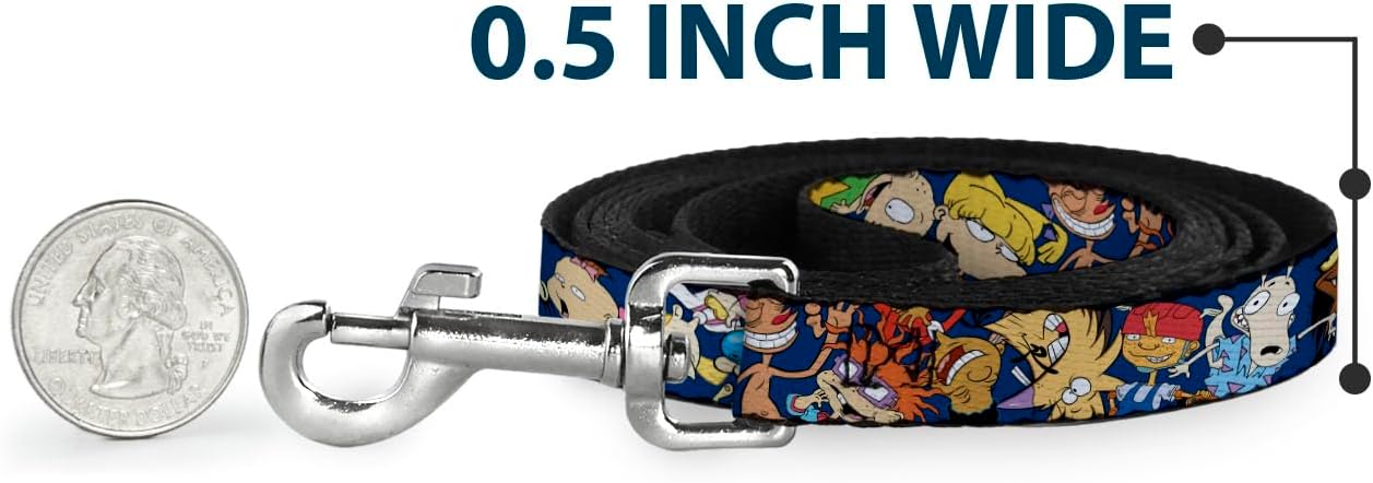 Dog Leash Nick 90s Rewind 16 Character Poses Navy Blue 6 Feet Long 1.5 Inch Wide