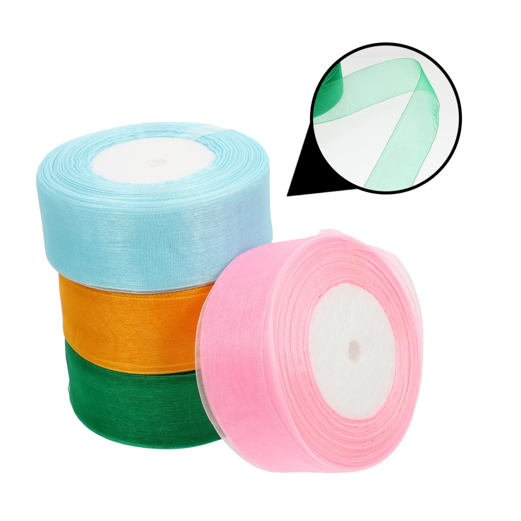 Tofficu 3 Juegos Gasa Cintas Lazo Ribbon Coleteros Oro Cinta De Hoja Verde Cinta De Organza De Gasa Transparente Cinta De Organza Transparente Brillante Poliéster 4 Rollos * 3