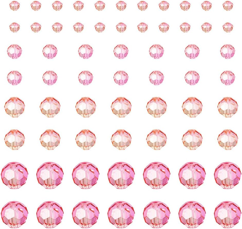FASHEWELRY 4 Strands Paint Transparent Faceted Crystal Glass Beads Bulk Assorted 4 Size Round Sparkle Beads Coral Spacer Glass Beads for Jewelry Making Bracelets Necklace Earring DIY Crafts - Image 7