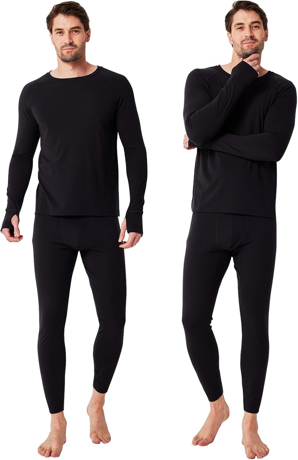 Long Johns for Men Thermal Underwear Soft Fleece Lined Base Layer Set Thermal Top Bottom Pajama Set for Cold Weather - Image 3