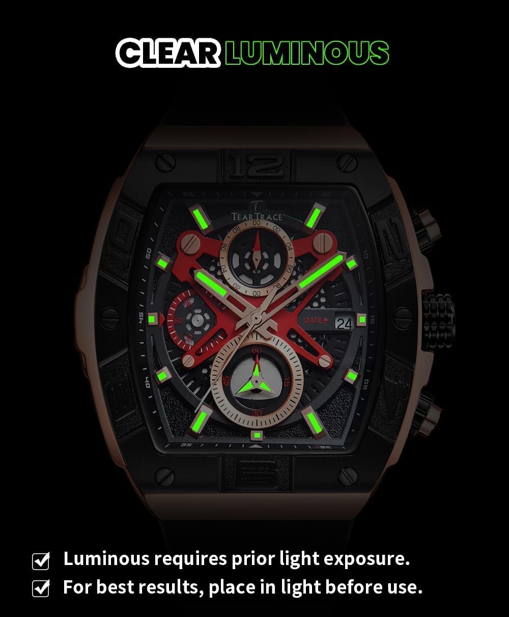 Watches for Men Quartz 30ATM Waterproof Men Watches Luminous Analog Wrist Watches with Silicon Strap and Stopwatch - Image 7