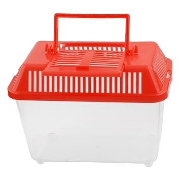 Ubersweet? Imported Household Decor Rectangle Design Betta Fish Tank Pet Feed Box Red