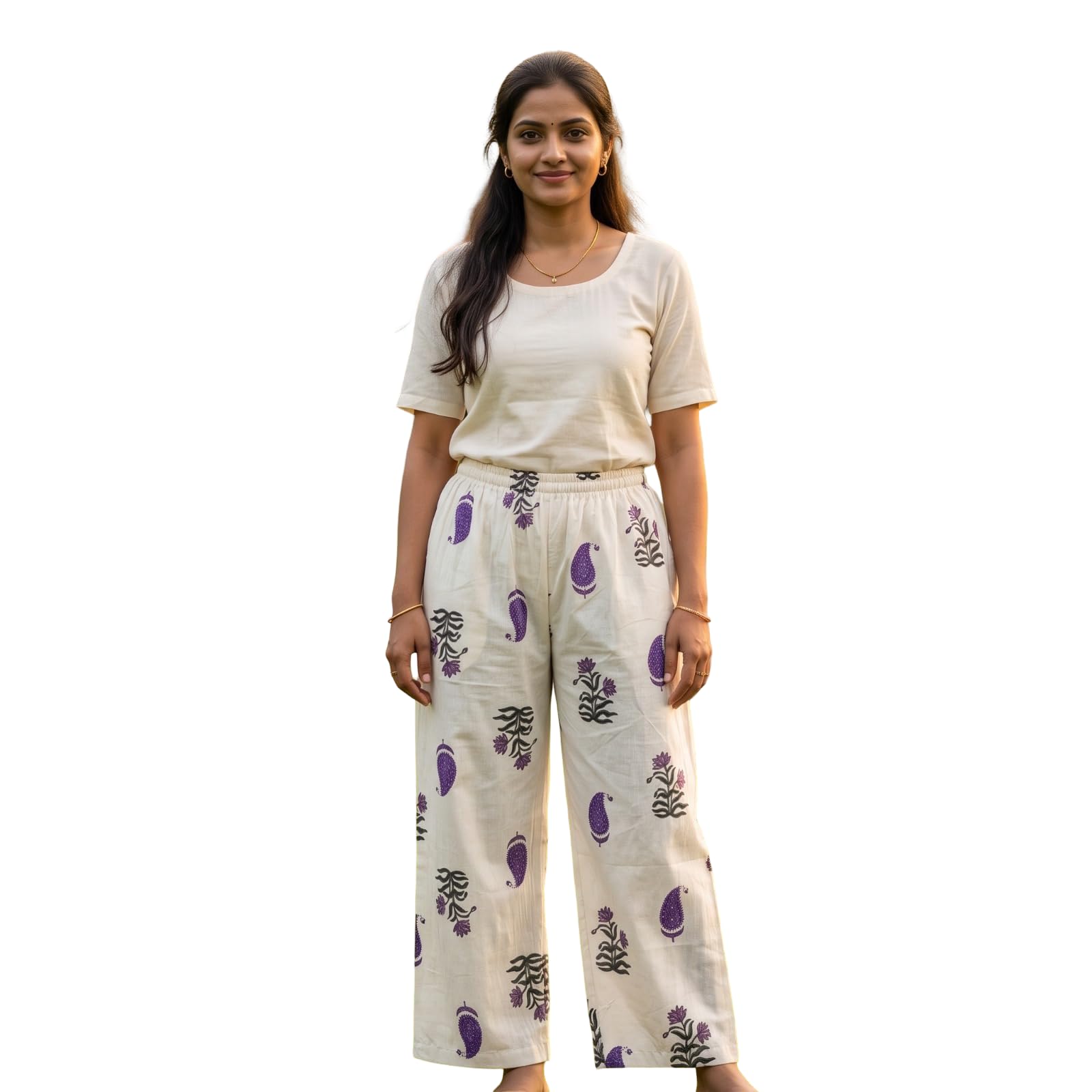 Women's Cotton Printed Palazzo Pants | Soft Breathable Lounge Pajama Bottom | Elastic Waist Wide Leg Palazzo | Casual Home Wear-picture-48