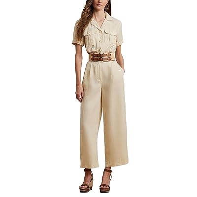 Lauren Ralph Lauren Embroidered Linen Short Sleeve Jumpsuit Women