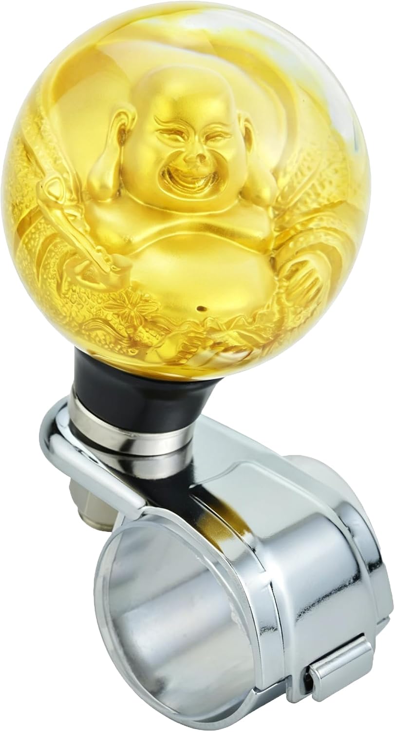 Lunsom Steering Wheel Spinner Resin Suicide Spinner Power Handle Knobs Wheel Turning Suicide Aid Knob for Tractors, Forklifts, Lawn Mowers (Gold)