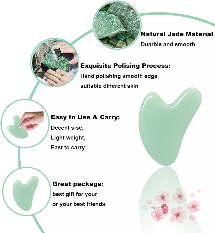 Ditind Gua Sha Tool, Jade Stone Guasha Massage Scraping, Guasha Board for Facial and Body Skin Massage. Gua Sha Tool for Toxins Prevents Wrinkles for Spa Acupuncture Therapy Trigger Point Treatment.: Health & Personal Care