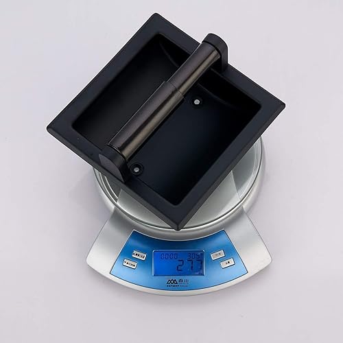 Miniatura 8 de Soporte de papel higiénico empotrado, soporte de pared de metal negro para rollo de papel higiénico para baño, diseño duradero y resistente que