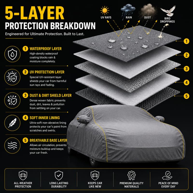 Image of Pure Fabric Grey 100% Waterproof XEV 9e Car Cover | Polyester Car Body Cover for Rain & Sun | UV Protection, Dustproof, Scratch Resistant, Windproof, Heat Resistant, Custom Fit