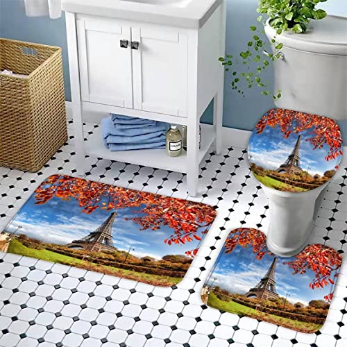 Badematten Set 3D 40x60 Eiffelturm absorbierend 3-teiliges Badezimmerteppich-Set maschinenwaschbare weich badteppich… – Bild 4