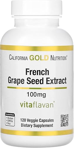 Extracto de semilla de uva francesa, Vitaflavan, 100 mg, 120 cápsulas vegetales, California Gold Nutrition disponible en Yaxa Peru