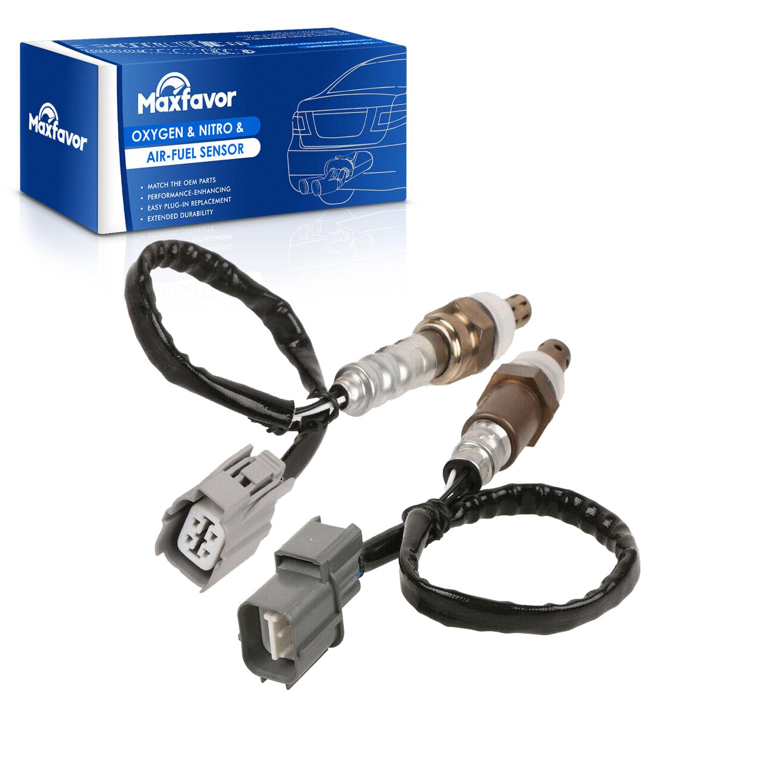 MAXFAVOR 234-9005 234-4125 Upstream & Downstream O2 Oxygen Sensor Replacement for 2002 2003 2004 Honda CR-V EX LX Base L4 2.4L O2 Sensor OE# 15575 13706