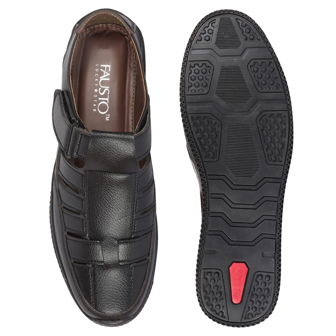 FAUSTO Men's Black Sandals FST 3359-43 4