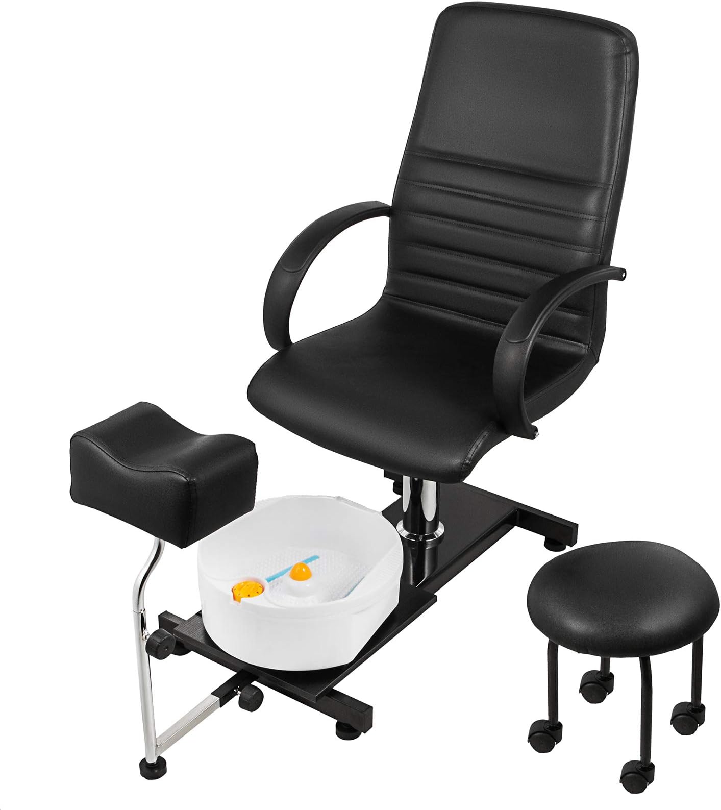 Happybuy Hydraulic Lift Adjustable Spa Pedicure Unit with Easy-Clean Bubble Massage Footbath Black