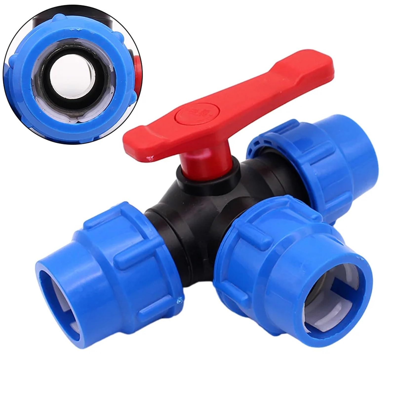 Desviador de grifo de tubería de polietileno de 20/25/32/40/50 mm, válvula de bola de 3 vías, accesorios de agua de riego de jardín (25 mm)