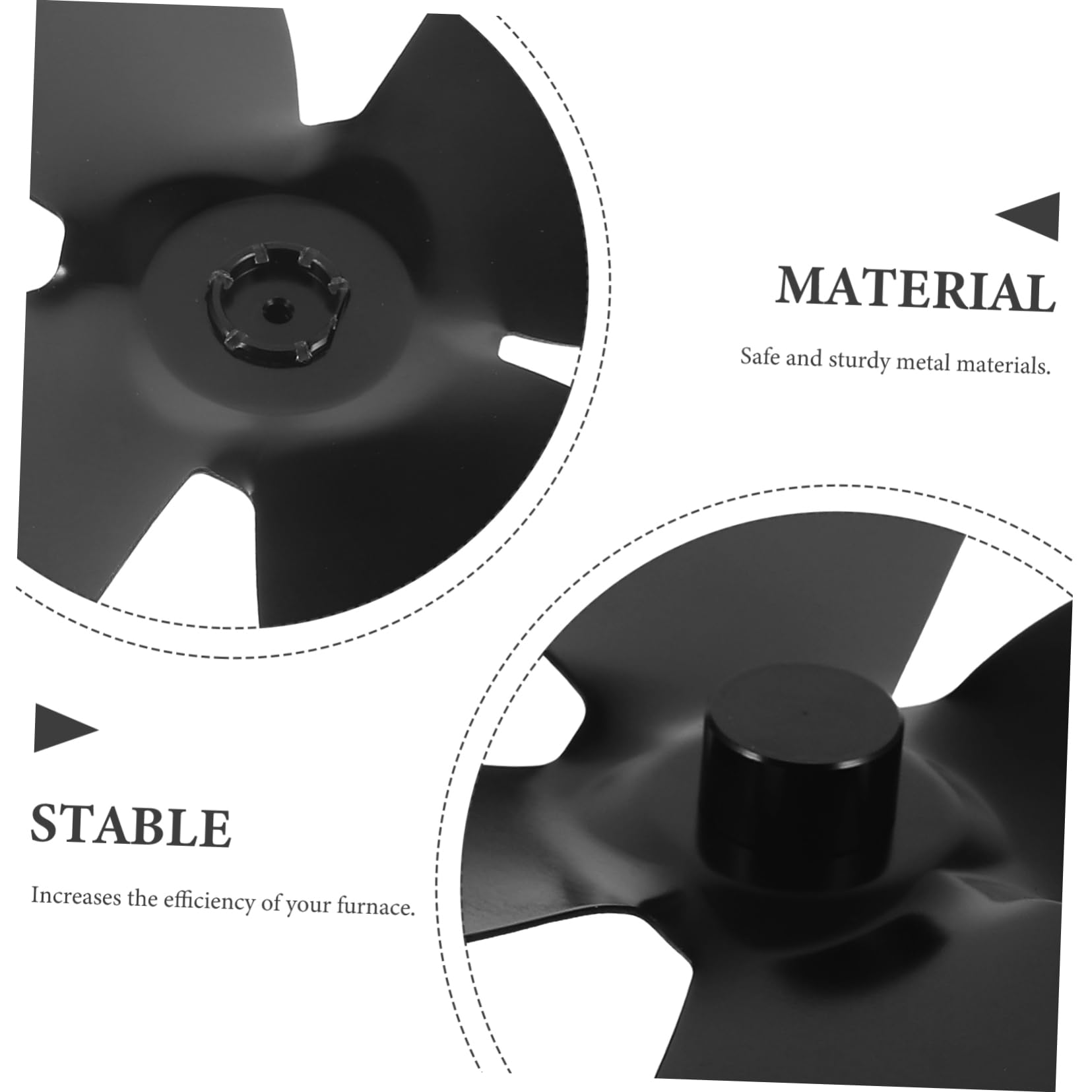 ULTECHNOVO 5 Stück Aluminiumlegierung Fanklingen an der Wand befestigter Kamin für Herdfan Schornstein Fans Kamin -Ofen -Fan -Accessoires Lüfterteile Metall Black