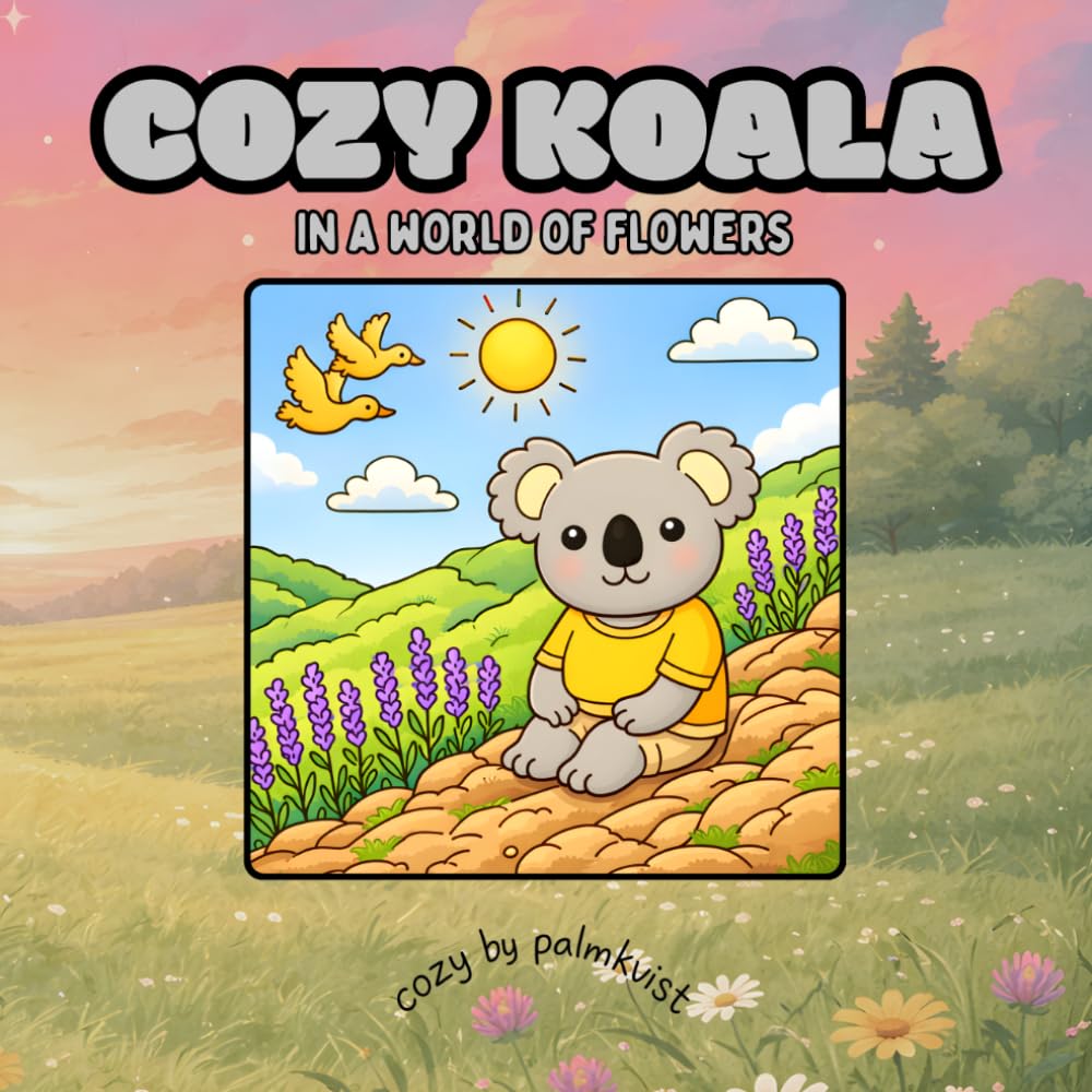 Cozy Koala In A World Of Flowers: Easy and Bold Coloring Book For Kids, Teens and Adults