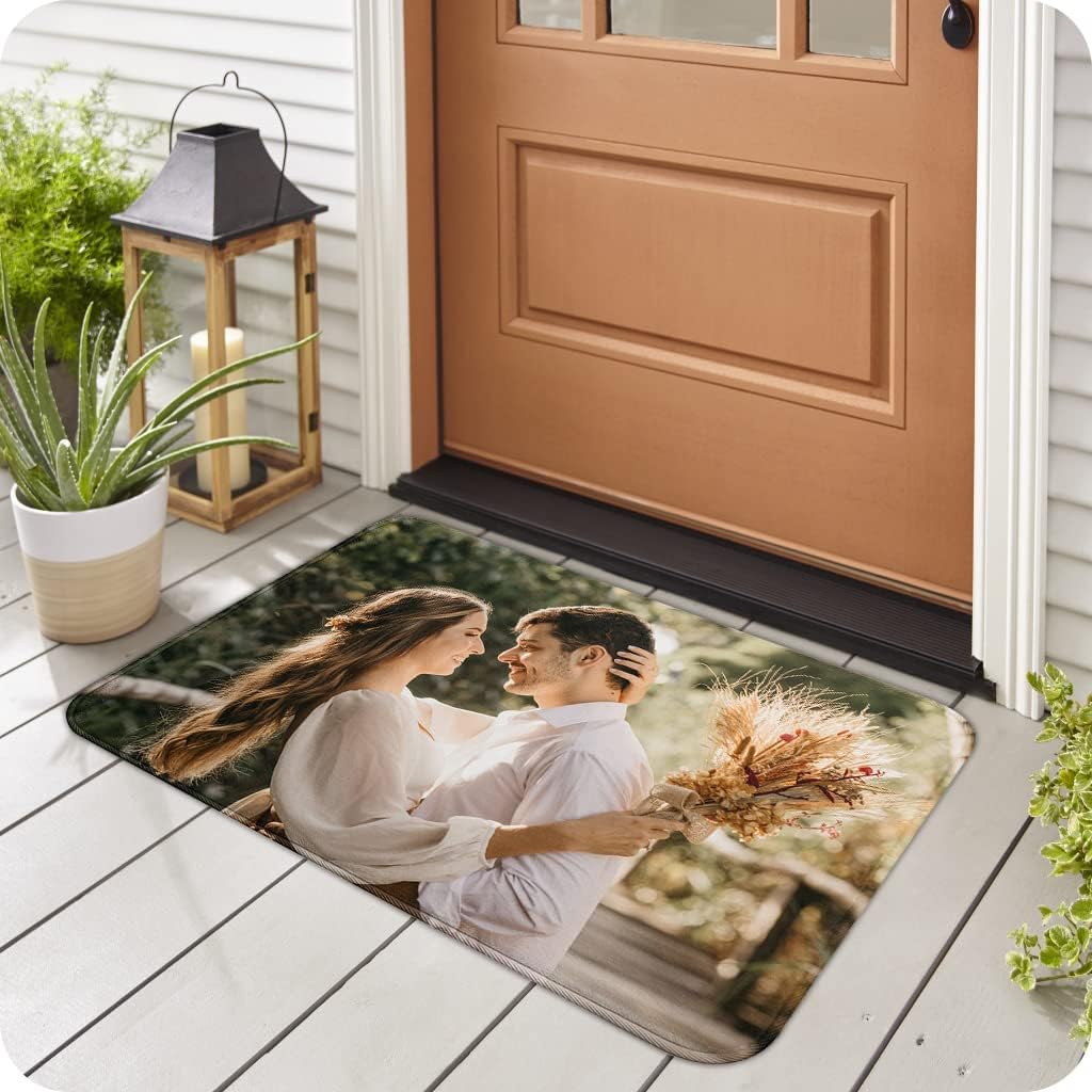 Custom Rug Personalized Decor Door Mat Add Your Photo Text Logo Name Customized Non-Slip Area Floor Carpet Home Decoration for Bedroom Bathroom Living Room Entryway Patio Office 24 x36 inches