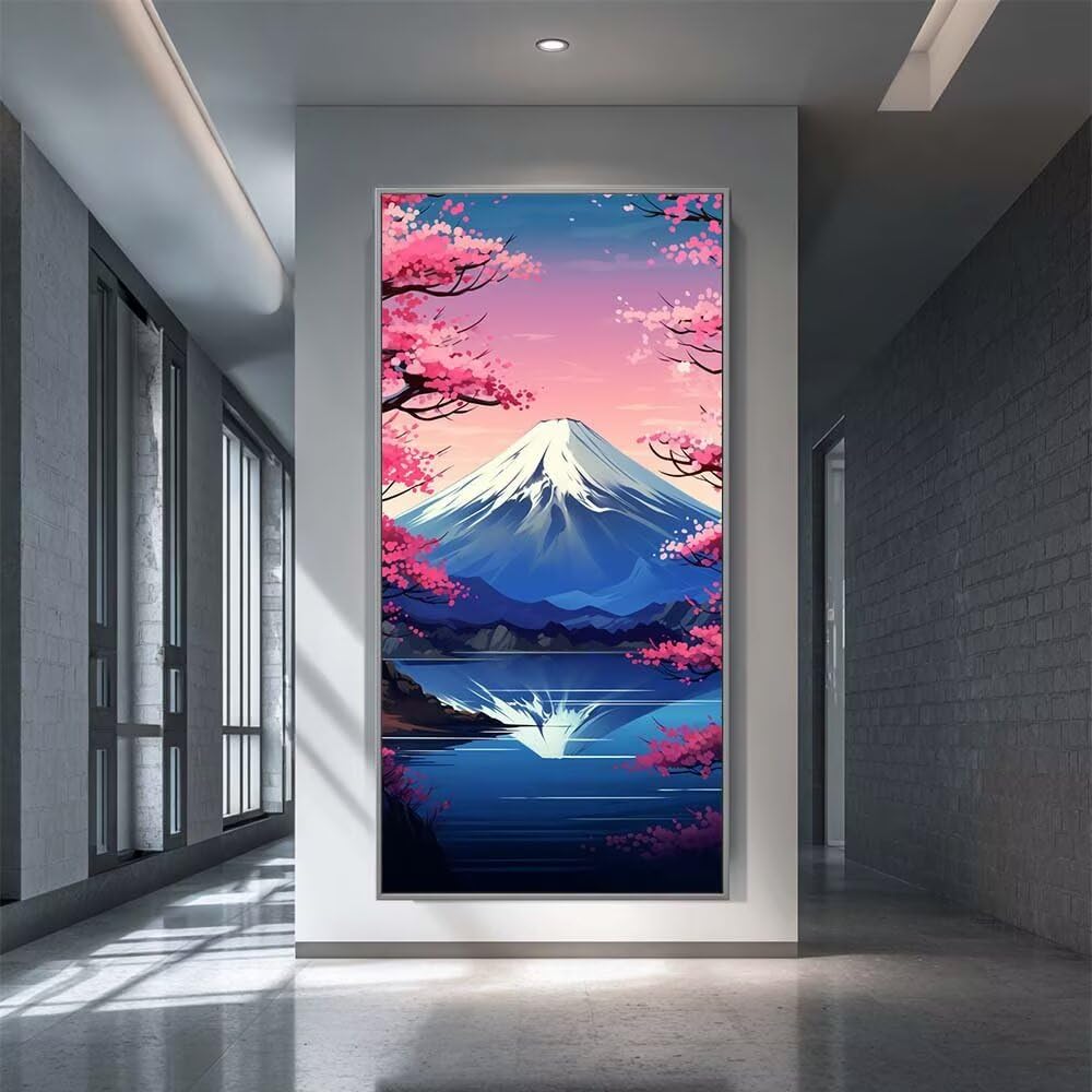 Diamond Painting Kits for Adults, 5D Diamond Art Mount Fuji Landscape 60x120cm, DIY Large Japan Dimond Art kits Adults, Square Drill Crystal Rhinestone Embroidery Canvas for Home Decor (SQ844)