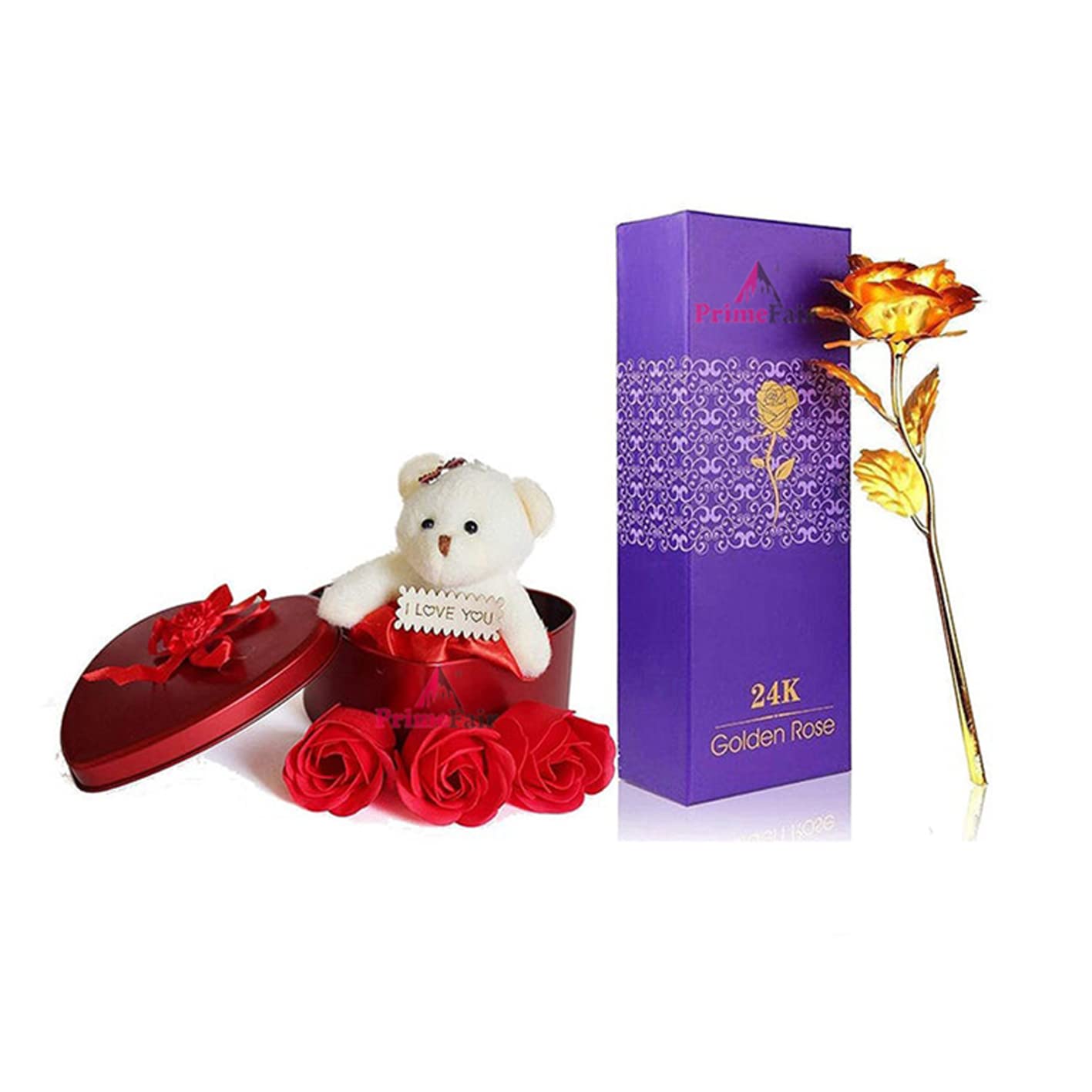 PRIMEFAIR 24K Flower Rose Gold Dipped Rose with Gift Box, Lover Mother Friends, Christmas Thanksgiving Wedding Anniversary Mother's Day Valentine's Day