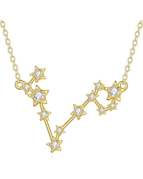 KECHO 14K Real Gold Zodiac Necklace Constellation Pendant 14K Solid Gold Jewelry Gifts for Women