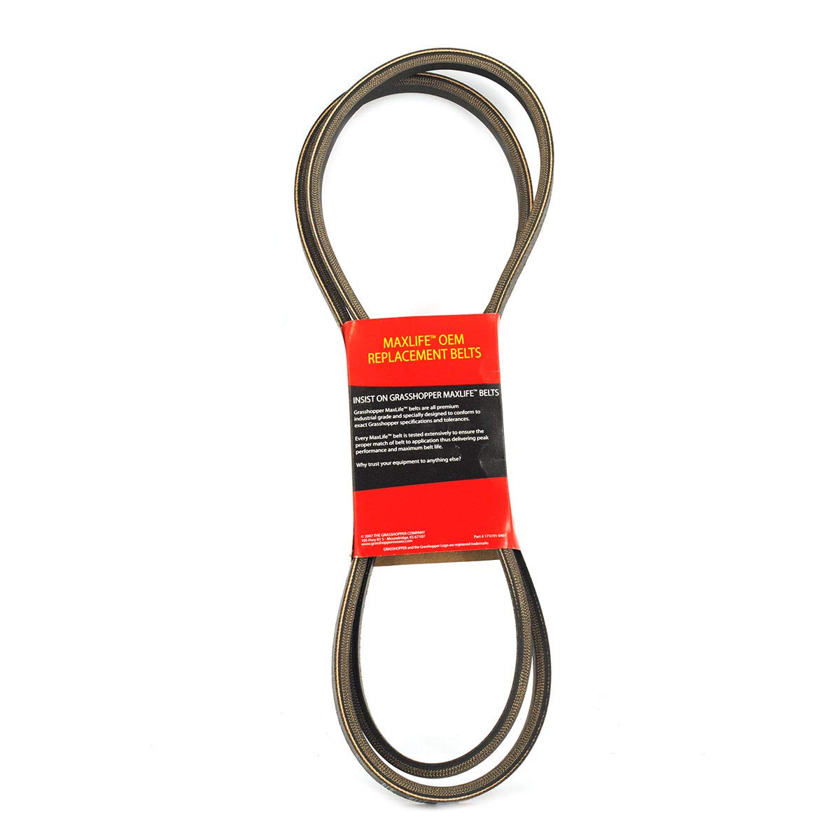 Grasshopper Lawn Mower MaxLife Belt, Designed to Specific Material, Dimensions, Shape, Construction and Pliability Standards That Ensure Superior Performance and Long Life, OEM Replacement Part 383000