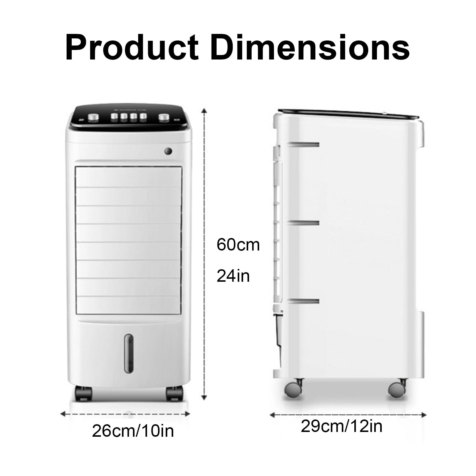 Climatizador Evaporativo de 60 Cm con Depósito de Agua 7 L, Climatizador Portatil 3 Velocidades, 4 Ruedas Giratorias para Hogar Oficina