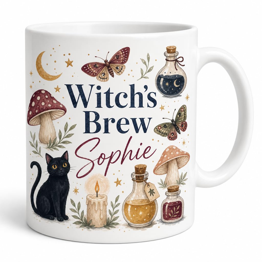 Personalised Witch Mug Cottagecore Witchy Brew Custom Name Gift 11oz