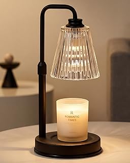 Candle Warmer Lamp With Timer Dimmable Crystal Vertical Stripe, Birthday Gifts for Women Mom, Adjustable Candle Warmer with 2 Bulbs, Christmas Black Candle Lamp for Jar Scented Candles, Home Decor