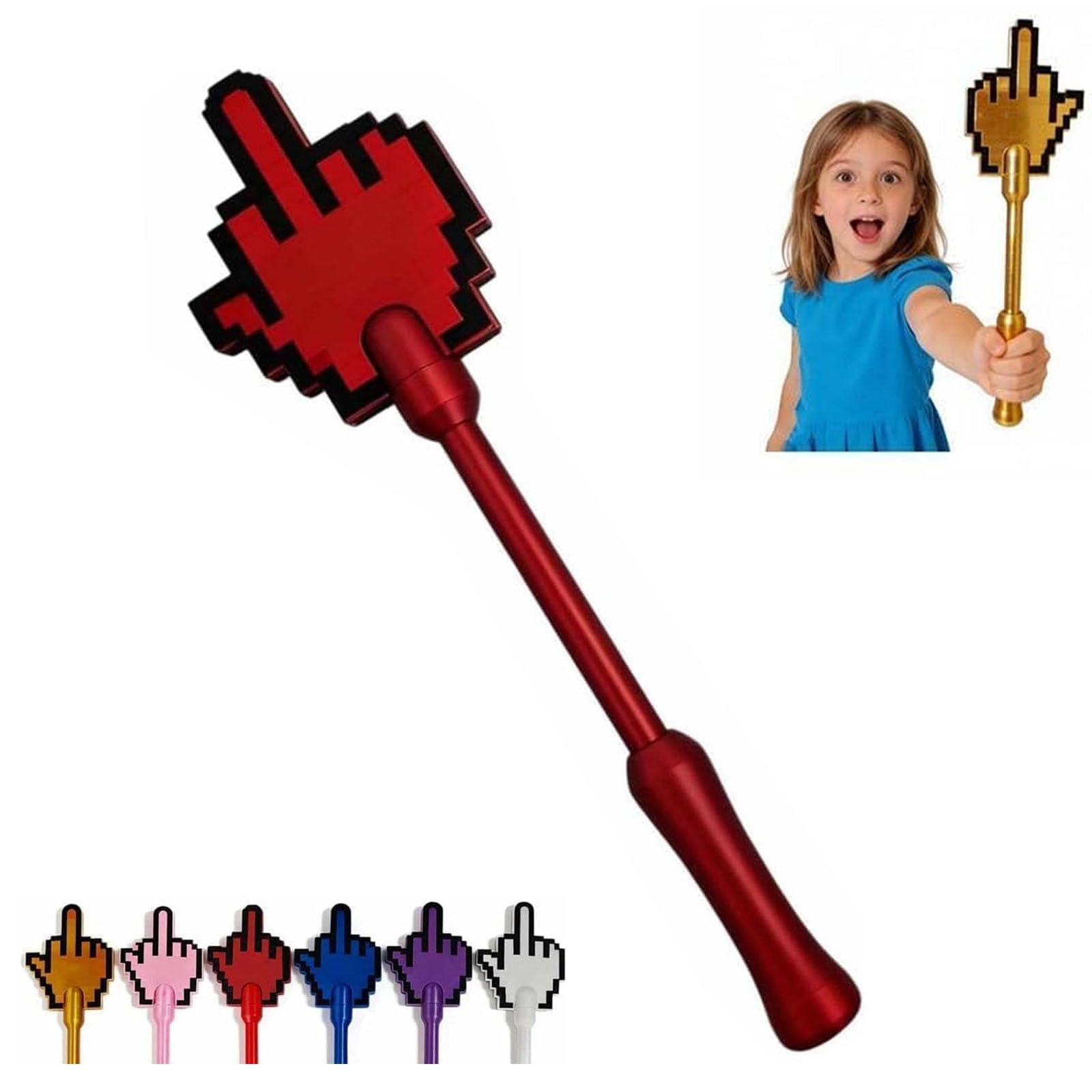 Credit Card Wand - 3D Printed Wand Taps To Pay, Funny Middle Finger Card Holder, Creative NFC Payment Tool with Pixel Design, Easy Checkout, Gag Gift for Friends Coworkers (Red)