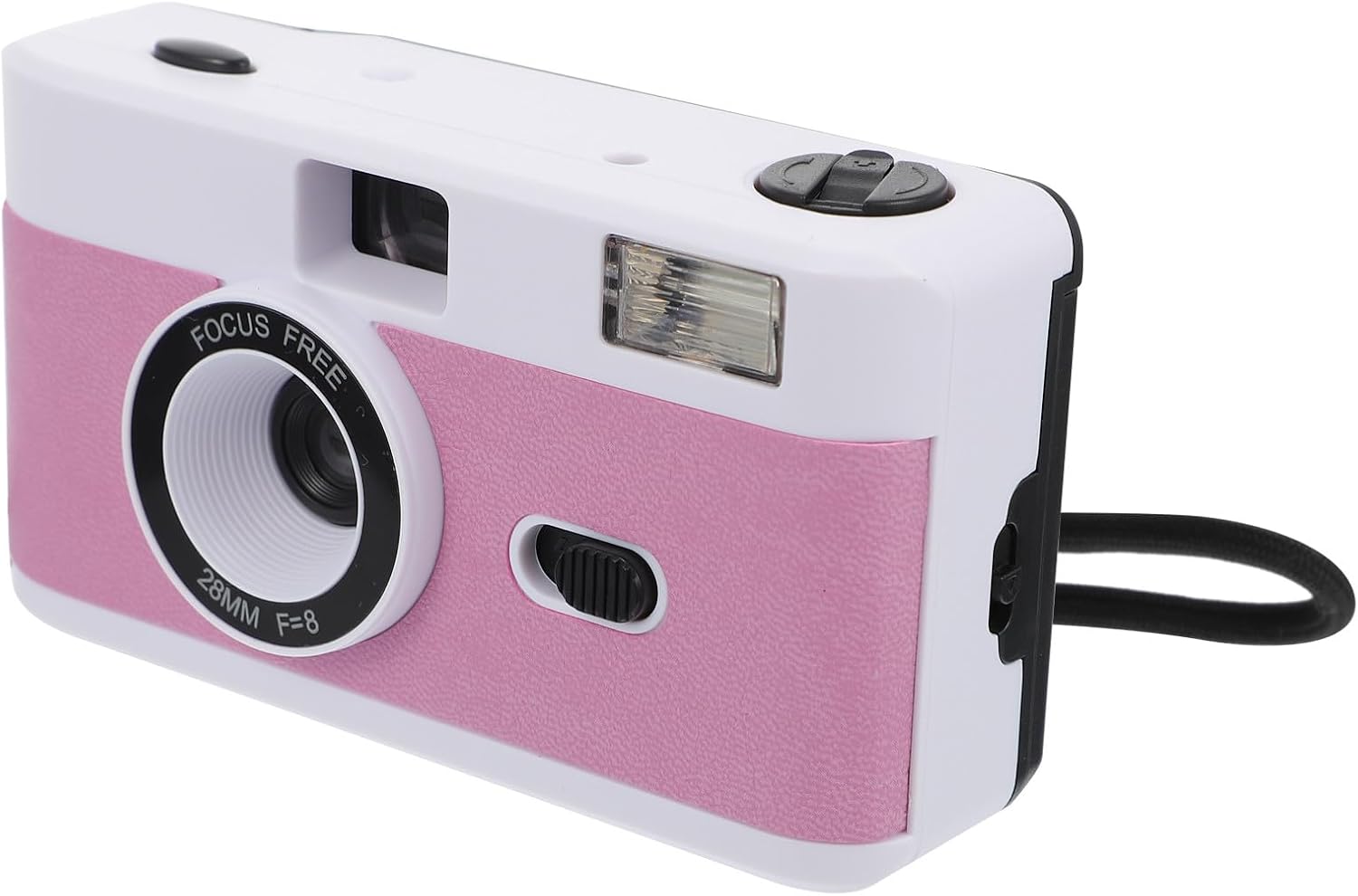Toddmomy Retro 35mm Film Camera Abs Plastic Reusable Classic Simple Shoot Camera Built-in Flash for Travel Photography White Pink Purple