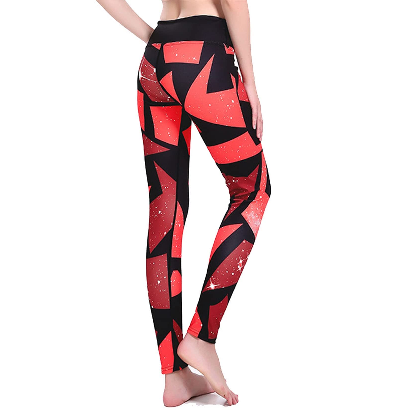 Mujer Niña Gimnasio Leggings Yoga Pantalones, Pantalones de Yoga de cintura alta con estampado geométrico for mujer, mallas ajustadas con Control de barriga y levantamiento de glúteos, pantalones elás