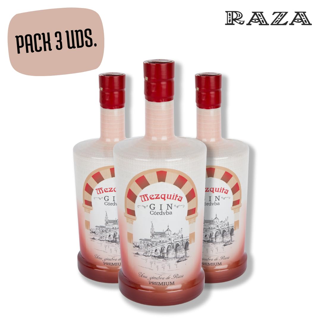 Mezquita Gin Córdvba 40º, Ginebra Premium y Tradicional, (Pack de 3 Botellas de 0,70L)