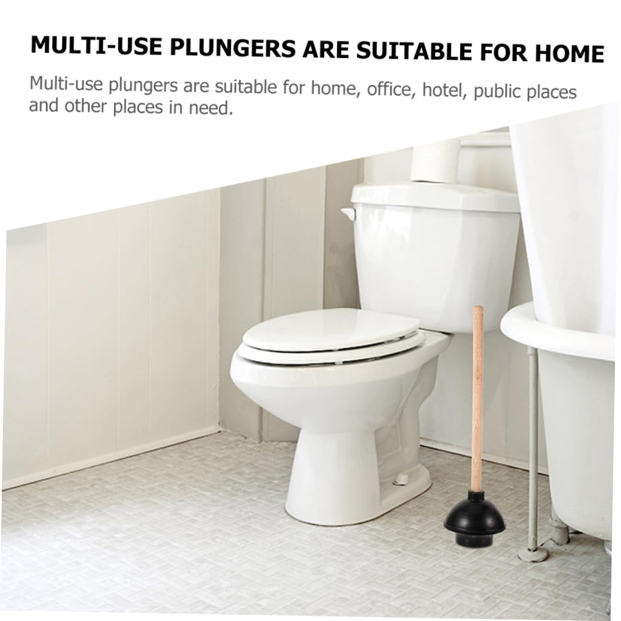 Ventouses de Toilette Robustes Réutilisables en Caoutchouc et Bois, Lot de 2, Déboucheur WC, pour Salle de Bain et Maison