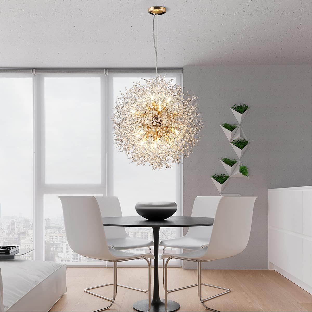 Crystals,Dandelion, 16-Light Stainless Steel Fireworks,for Liviroom, 60Cm Modern Crystal Light Fixture for Diniroom Bedroom Foyerd/D