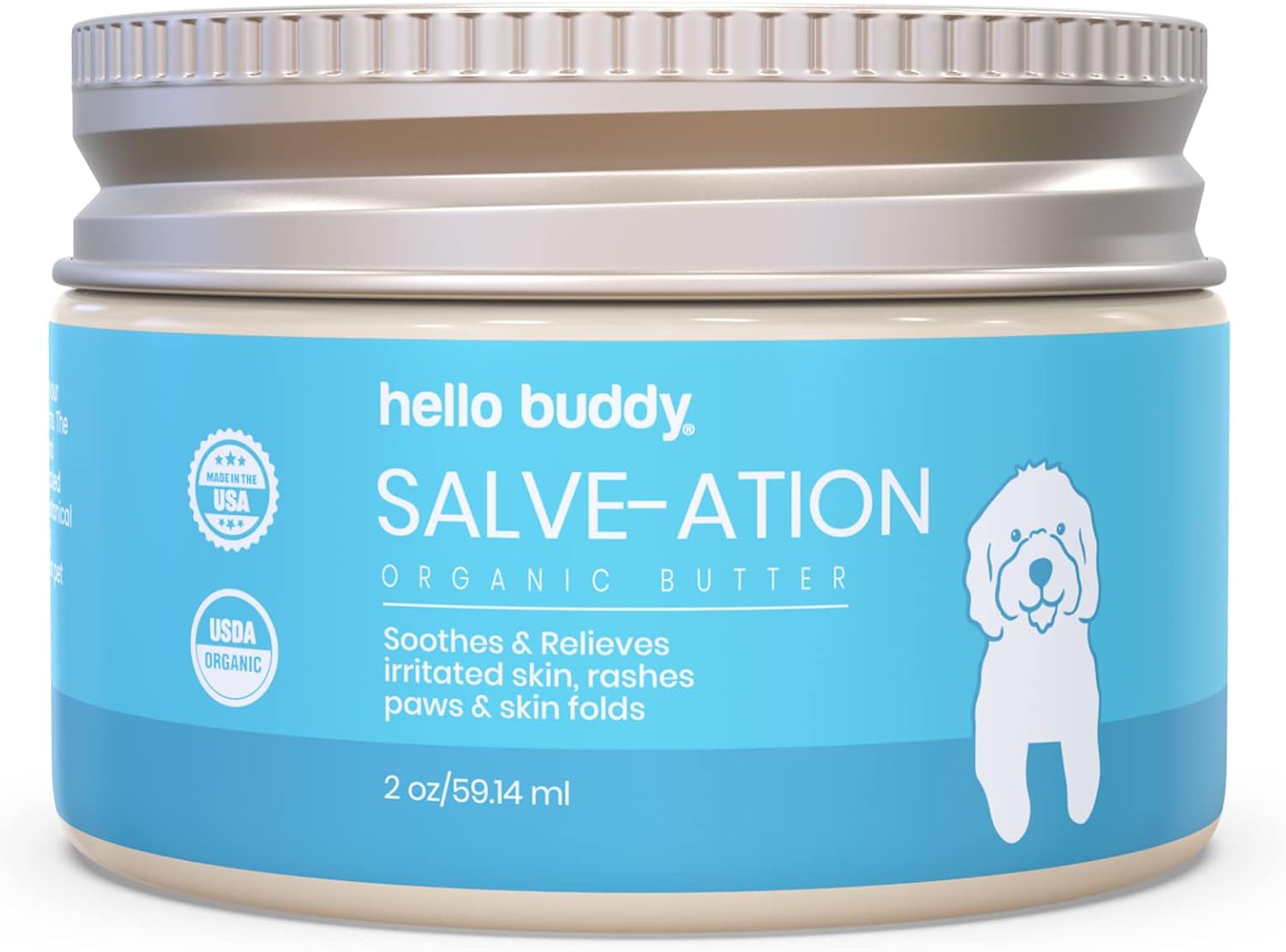HELLO BUDDY Dog Salve-ation Organic Skin Relief for Dogs & Cats - Premium Sunflower, & Olive Oils, Shea Butter, Vitamin E & Beeswax -…