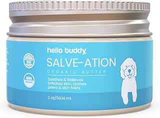 Dog Salve-ation Organic Skin Relief for Dogs & Cats - Premium Sunflower, & Olive Oils, Shea Butter, Vitamin E & Beeswax - Gently Moisturizes Dry & Itchy Skin, Hots Spots and Allergies