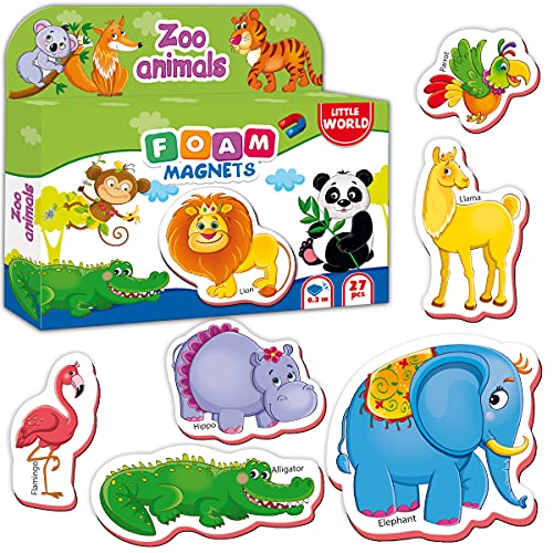Little World 27 Foam Fridge Magnets for Toddlers Age 3 â€“ Large Toddler Magnets â€“ Fridge Magnets for Kids - Refrigerator Magnets for Kids â€“ Baby Magnets - Animal Magnets for Kids on Fridge