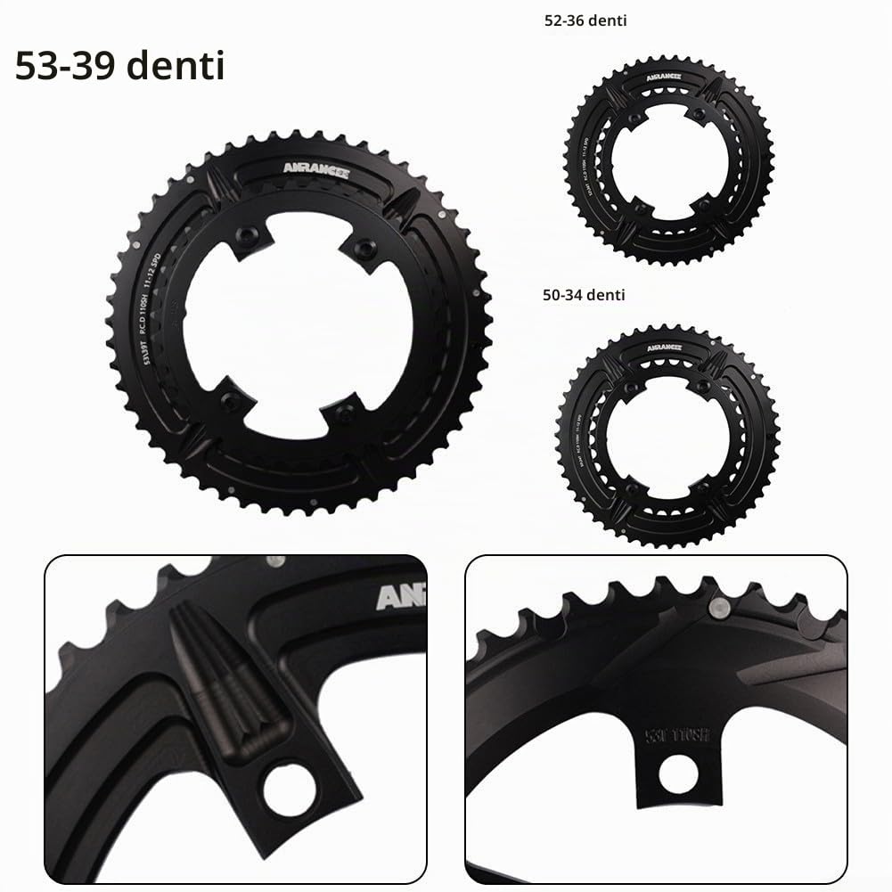 Corona doppia per bici da strada, 2 pezzi di ricambio per corona da strada per Shimano R7000, R8000 R6800 5800 (34/50T)
