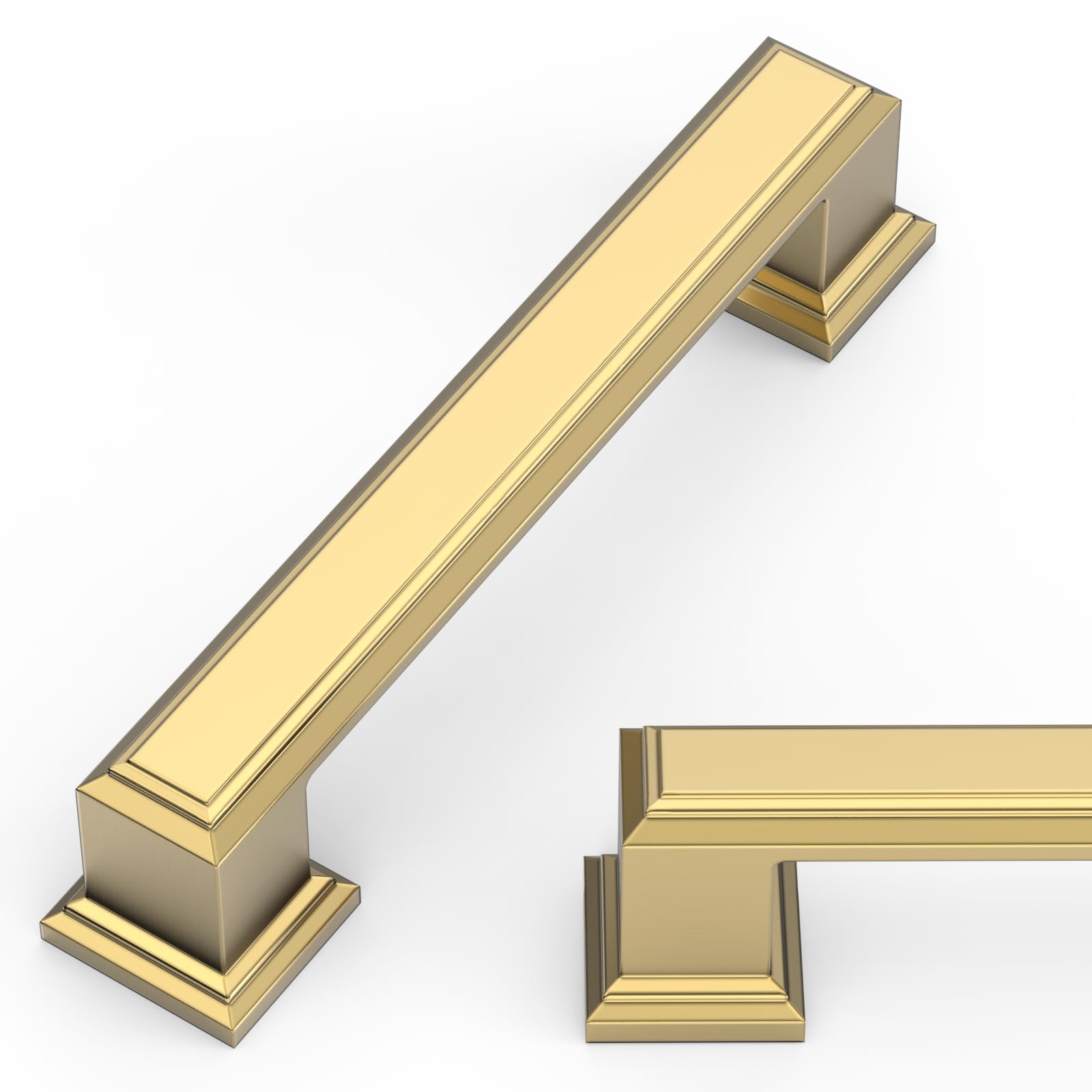 Amerdeco 6 Stück Champagner Bronze 96mm Lochabstand Zinklegierung Griffe für Küchenschränke Schrankgriffe Schubladengriffe Türgriffe für Küchenschränke Kleiderschrank UK0016