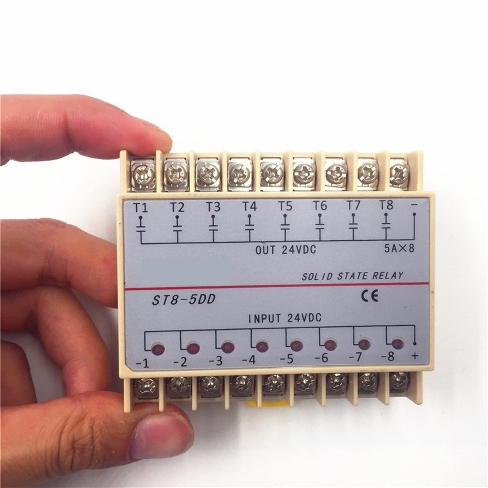 MOBYAT 5DD 8 Canales DIN Rail SSR Ocho Entrada Salida 24VDC monofásico DC relé de Estado sólido 5A Controlador de módulo PLC 1 Uds