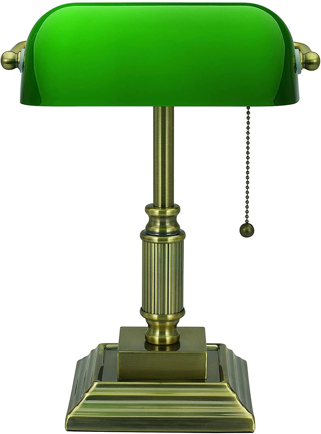 Wzglod Bankers Lamp Traditional Style Banker's Desk Lamp with Green Glass Shade Office Reading Lamp