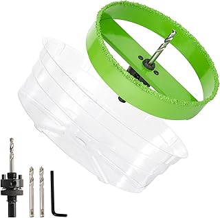 6-1/8 Inch Carbide Hole Saw for 6" Recessed Lights Can Lights, Cutting Ceiling Plaster Drywall with Dust Bowl, 2X Faster