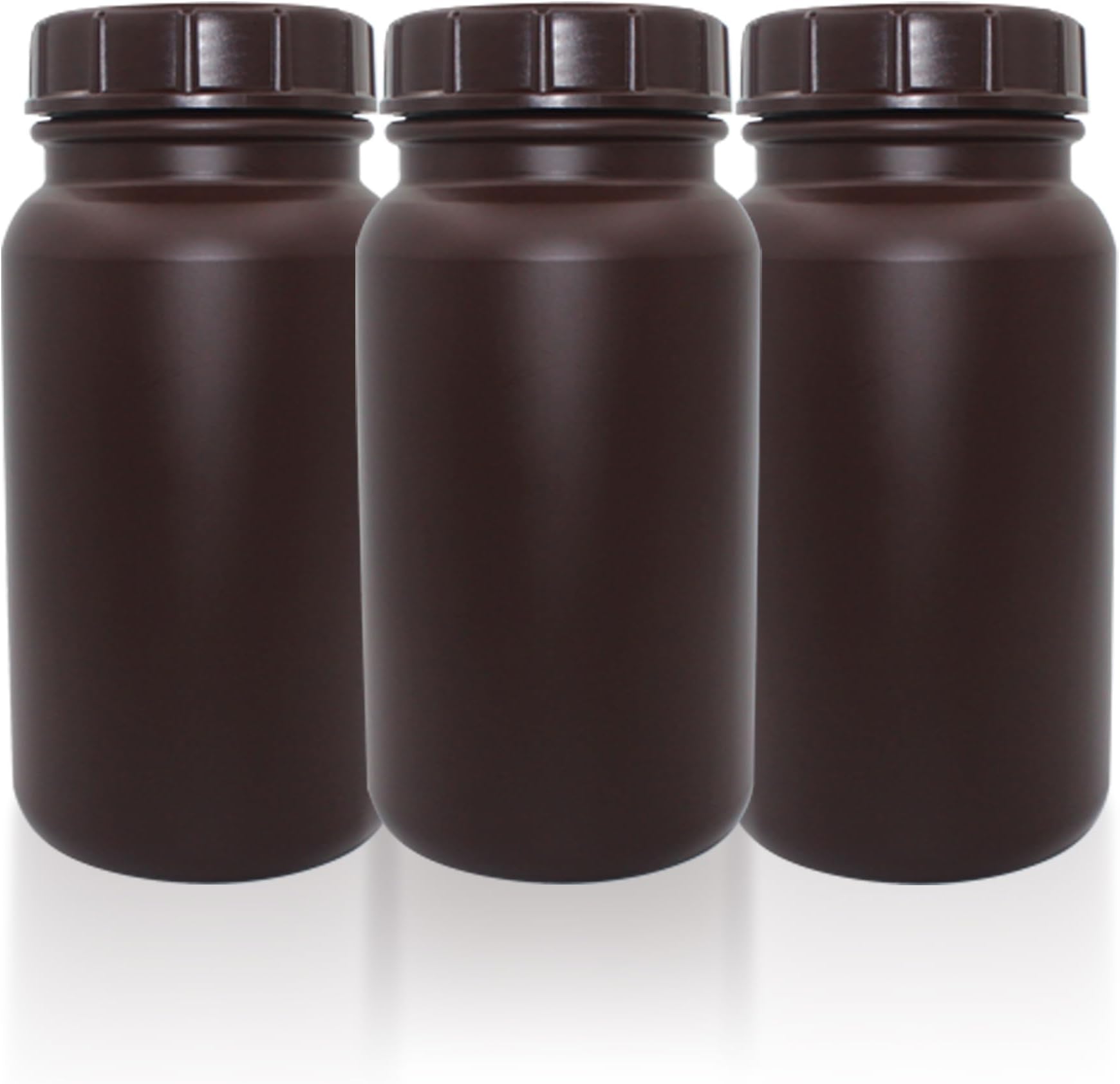 Dutiplus Laboratory Grade HDPE Wide Mouth Amber Reagent Bottle Designed for Laboratories Classrooms or Storage at Home 2,000mL (2L) Capacity Pack of 3 (Amber3)