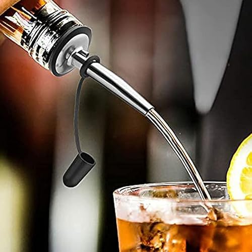 Miniatura 3 de Paquete de 24 vertedores de botellas de licor de acero inoxidable con tapas de polvo de goma siamesa y vertedores de licor