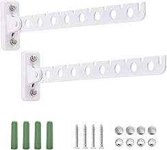 Wall Mount Clothes Hanger Laundry Hanger Dryer Rack White Retractable Clothes Rack Wall Hangers for Clothes Closet Wall Mounted Clothes Hanger 2 Pack