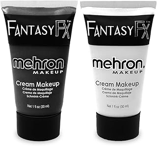 Makeup Fantasy F/X Water Based Face & Body Paint Black and White Face Paint Bundle
